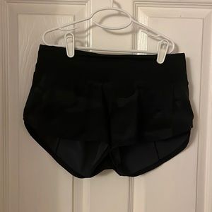 Lulu lemon 2.5 running shorts, gray and black camo, size 4